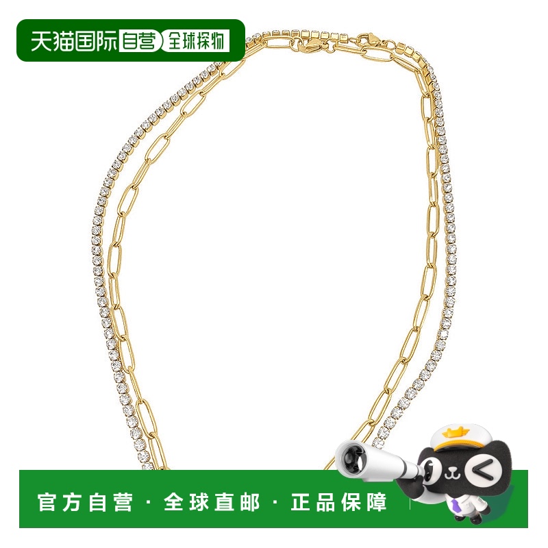 自营 Adornia Paper Clip Chain and Tennis Necklace Set gold y