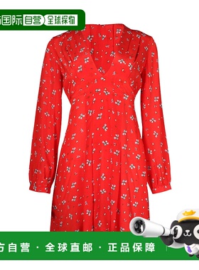 自营Rixo Long Sleeve Mini Dress in Red Silk - red 【美国奥莱