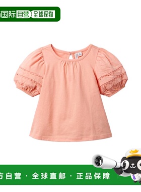 自营Janie and Jack蕾丝镶边泡泡袖上衣-橙色 美国奥莱直发