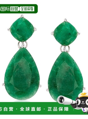 自营 925 纯银 Ross-Simons 祖母绿吊式耳环 - 绿色 美国奥莱直发