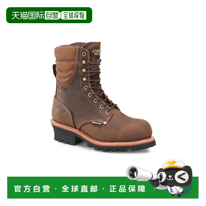 自营 carolina棕色男式铁杉隔热复合鞋头伐木靴 美国奥莱直发