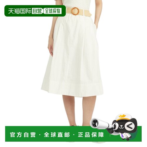 自营Draper James Contrast Belt Linen Skirt - white 美国奥莱