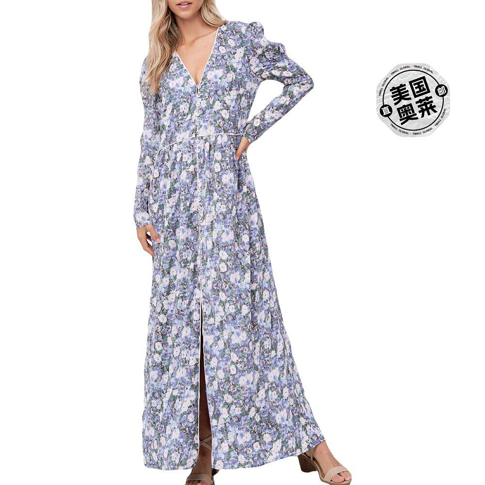 en saison女式花卉印花长款中长早秋新款连衣裙 多色 【美国奥莱