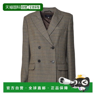灰色 自營(yíng)max mara格子定制雙排扣夾克 帶凹口翻領(lǐng) 美國(guó)奧萊直發(fā)