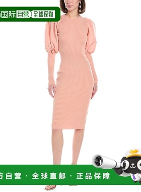 自营 Elisabetta Franchi蓬松袖毛衣-粉红色连衣裙 美国直发奥莱