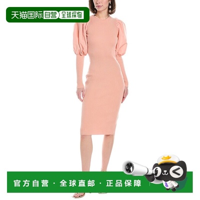 自营 Elisabetta Franchi蓬松袖毛衣-粉红色连衣裙 美国直发奥莱