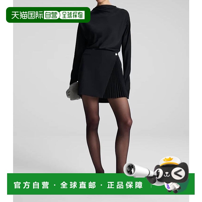 自营 a.l.c.Callen褶皱迷你裙黑色-黑色 美国奥莱直发半身裙a字裙