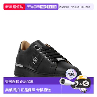 自营philipp plein混合皮革Lo-Top运动鞋六角黑色/黑色 美国奥莱
