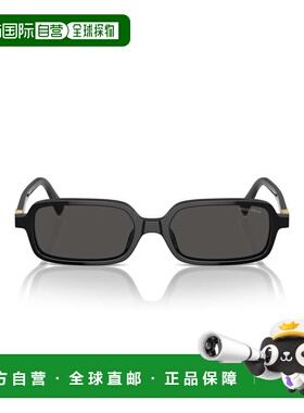自营miu miu/缪缪0mu 11zs Rectangular Black Acetate Sunglasse