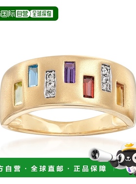 自营 Ross-Simons 14 克拉黄金镶钻多宝石戒指 - 多 美国奥莱直发