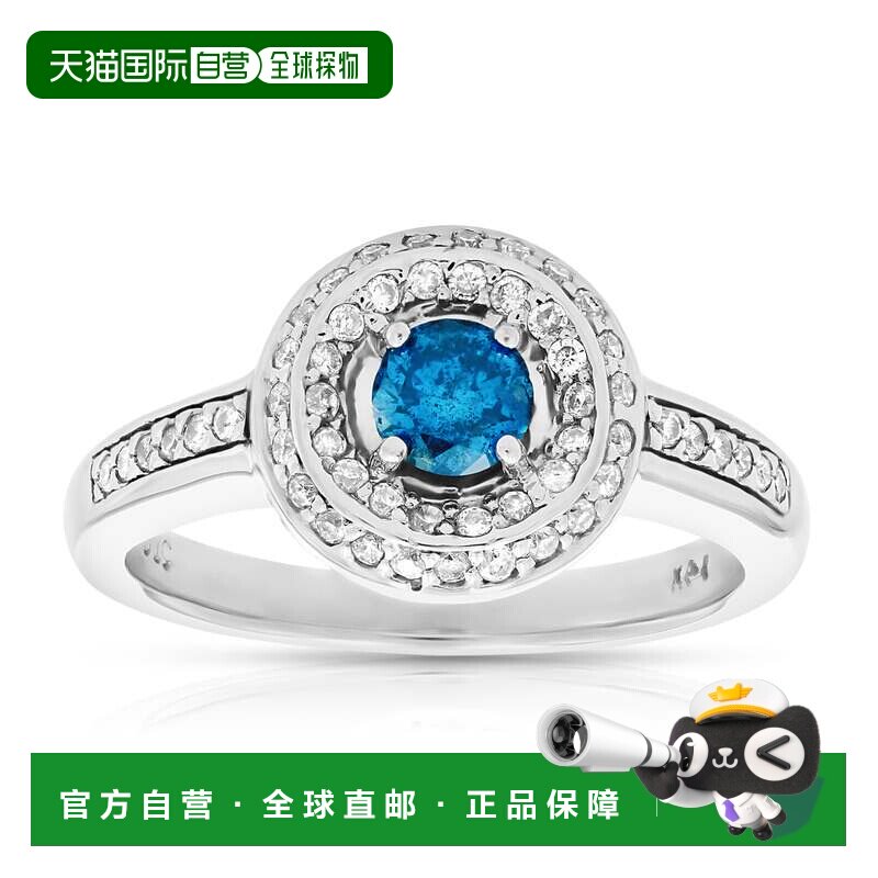 自营 vir jewels3/4 cttw 蓝色和白色钻石订婚戒指 14K 白金新娘