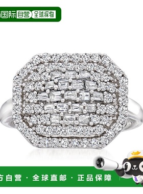 自营 925 纯银 Ross-Simons 钻石八角形戒指 - 白色 美国奥莱直发