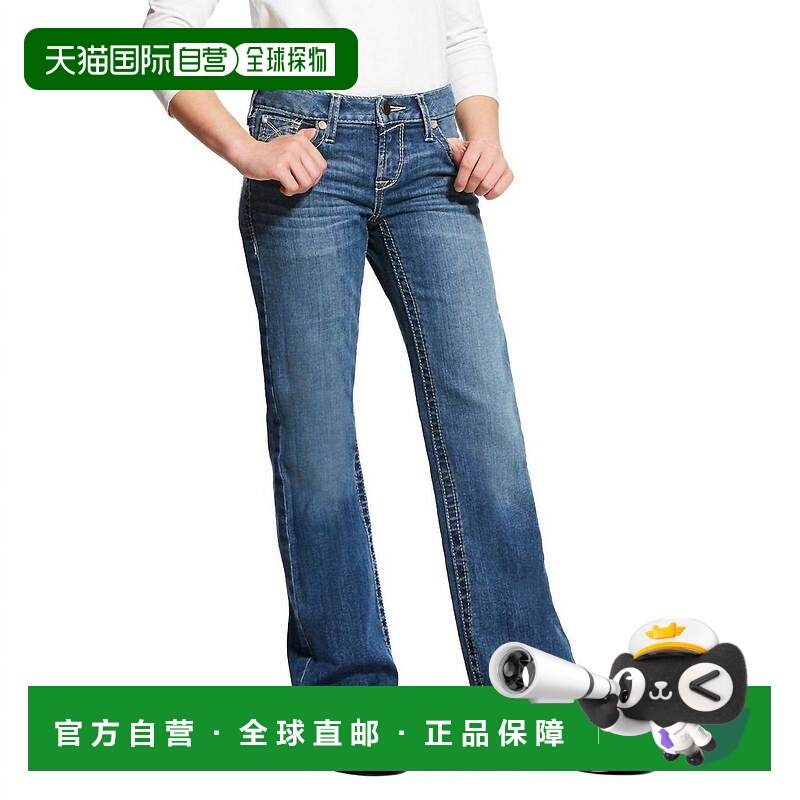 自营 ariat女孩的真正埃莉诺Whipshite弹力靴剪牛仔裤在地中海蓝-