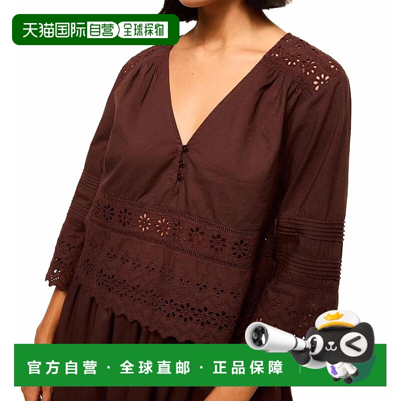 自营misa los angelesArlet Eyelet Top In Brown - brown 美国奥