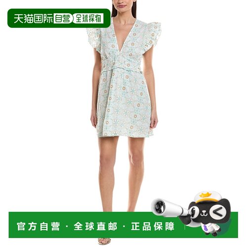 自营Sail to Sable V-Neck Flutter Sleeve Mini Dress - white