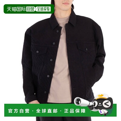 自营Hugo Boss Monogram-Embossed Cotton Denim Jacket - black