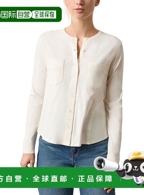 自营Lilla P Mandarin Collar Button Down Shirt - white 美国奥