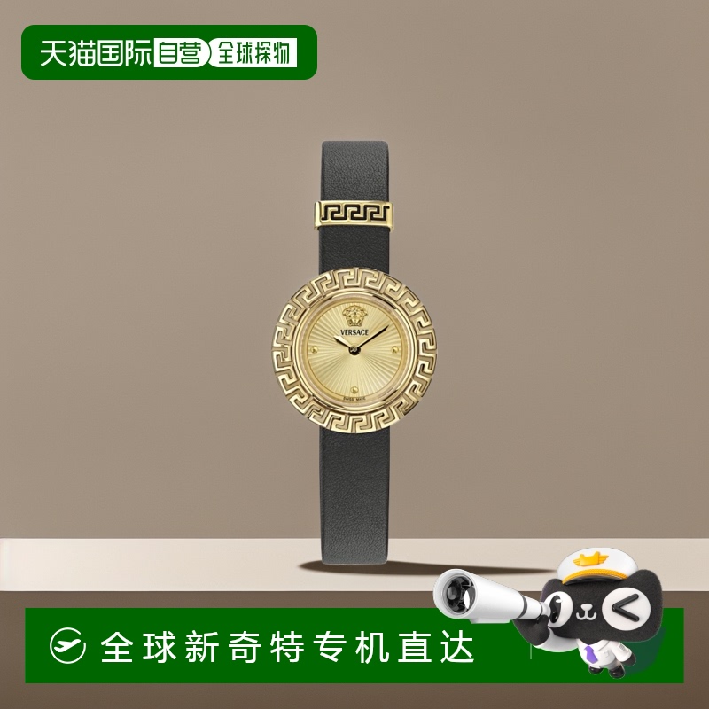 自营versaceLa Greca 皮革手表 - 黑色/金色/金色 【美国奥莱】直