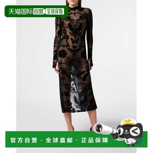 自营philipp plein露背长裙羊群蝴蝶纹身-黑色 美国奥莱直发