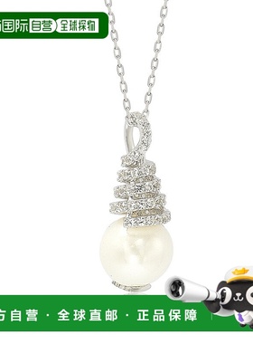 自营 Suzy Levian 纯银珍珠和白色蓝宝石漩涡吊坠 - 白色 美国奥