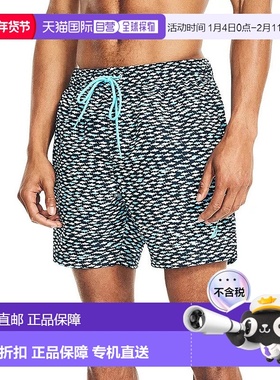 自营Nautica Swim Trunks Shorts Mens Navy Blue Fish Print Dra
