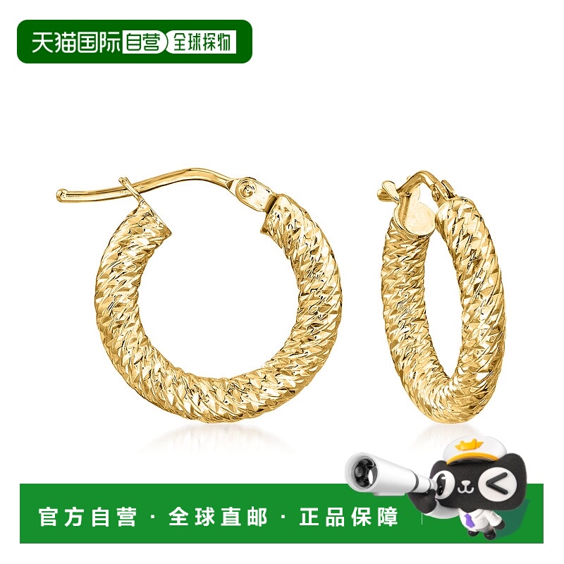 自营 Ross-Simons Italian 14kt Yellow Gold Diamond-Cut Hoop E