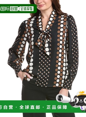 自营T Tahari Bow Neck Tie Blouse - multi 美国奥莱直发