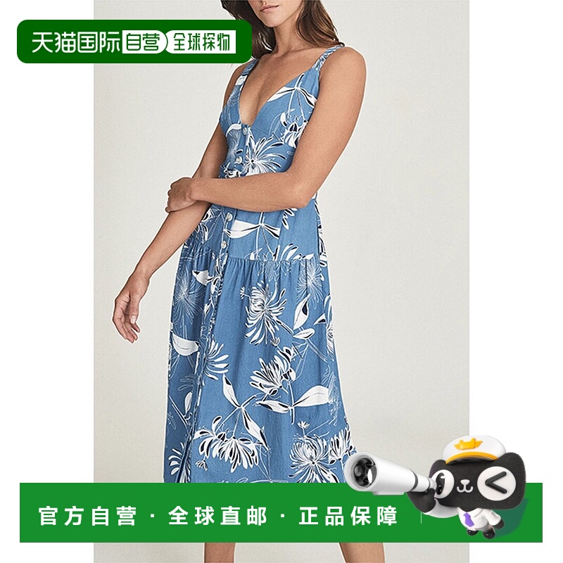 自营 Reiss Noah Midi连衣裙-蓝色 美国奥莱直发