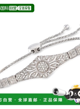 自营 Ross-Simons Diamond Floral Openwork Bolo Bracelet in St