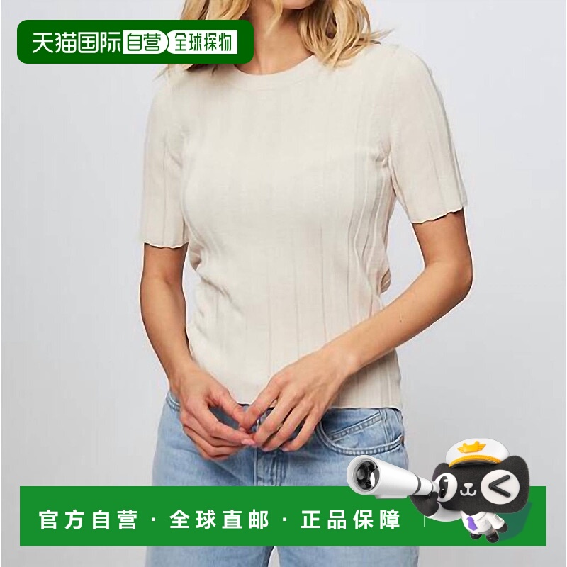 自营 closed象牙色针织罗纹短袖上衣 美国奥莱直发