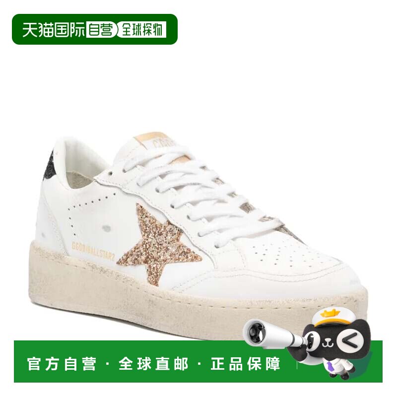 自营golden gooseBallstar白色仿旧闪光星星皮革运动鞋-白色 美
