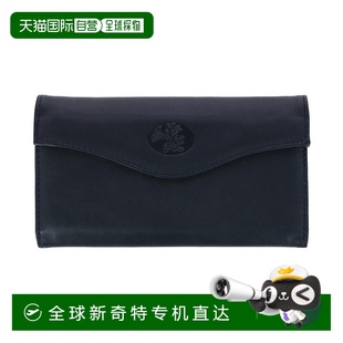 美国奥莱直发 自营 buxton女士花卉浮雕皮革长款 双折钱包 黑色