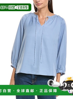 自营Vince Camuto Peasant Blouse - blue 美国奥莱直发上衣