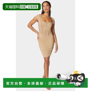 自营Bebe Women's Embellished Corset Mini Dress - brown 美国