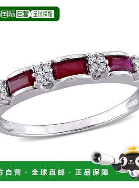 自营 Mimi & Max 1/2 克拉 TGW 红宝石和钻石点缀 10k 白金永恒戒