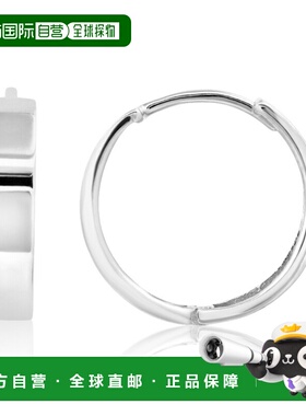 自营max + stone14K Yellow Gold 14mm Flat Style Huggie Hoop E