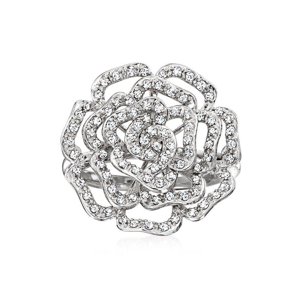 【美国直邮】ross-simons 通用 戒指纯银宝石玫瑰钻石天然金戒指