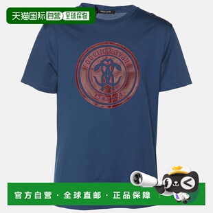 自营roberto cavalliRobert Cavalli Blue Jersey Logo T-Shirt -