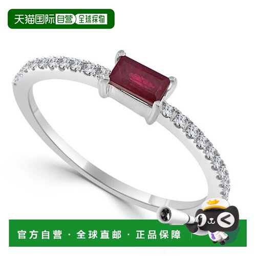 自营sabrina14K White Gold Diamond & Ruby Ring - white gold