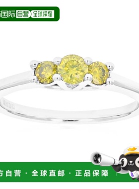 自营 vir jewels1/3 克拉 3 颗宝石圆形切割黄钻订婚戒指 .925 纯