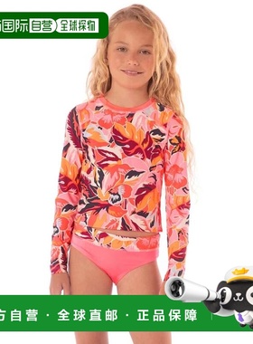 自营Girls Maaji Odyssey Rashguard Set 's Coral Leafy Long Sl