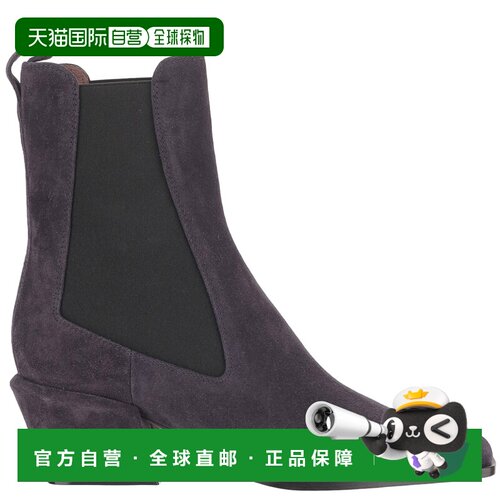 自营paris texas小牛绒面方头和覆盖鞋跟踝靴-紫色 美国奥莱直发