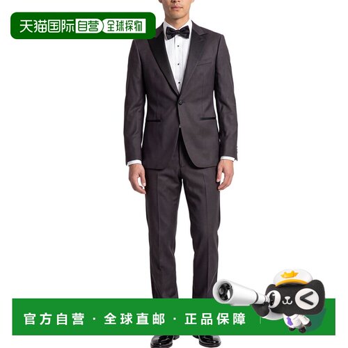 自营Corneliani 2pc羊毛和真丝混纺西装-黑色 美国奥莱直发