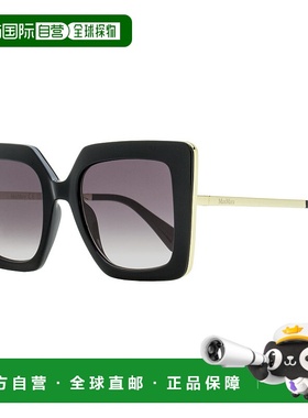 自营 Max Mara 女士 Design4 太阳镜 MM0051 01B 黑色/金色 52 毫