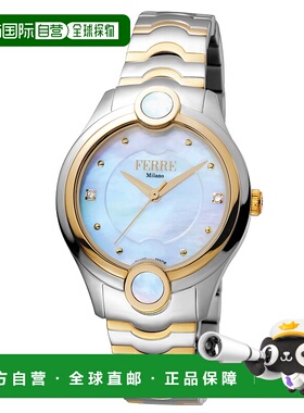 自营 Ferre Milano 女士白色 MOP 表盘不锈钢手表 - 多色 美国奥