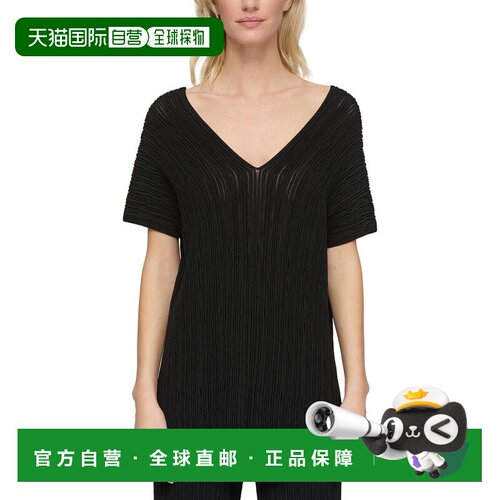 自营Lafayette 148 New York Ottoman Stitch v领真丝混纺套头衫-
