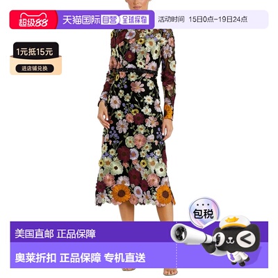 自营Mac Duggal High Neck Floral Embellished Dress - black 美