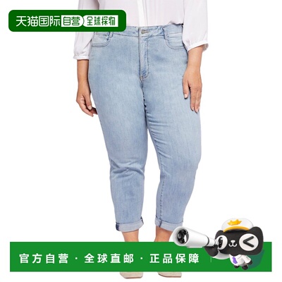 自营NYDJ Plus女朋友高层紧身牛仔裤-蓝色 美国奥莱直发九分裤