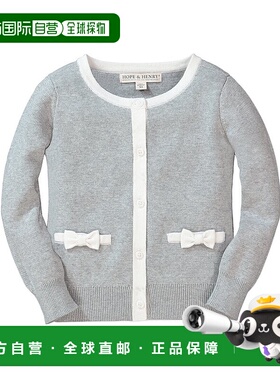 自营 hope & henryHope&Henry蝴蝶结口袋开衫-灰色 美国奥莱直发