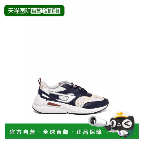 自营dieselWhite Blue Men Polyester Serendipity Sport Sneaker
